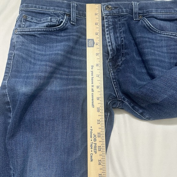 7 For All Mankind Mens Jeans Size 32 Blue Dark Wash Denim Distressed - Picture 12 of 15